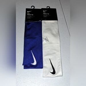 NEW Mens Nike Dry Head Tie Dri-Fit Headband Activewear Gym Train Blue&White